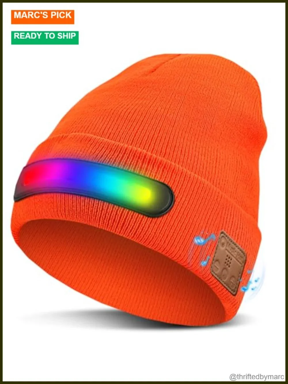 Bluetooth Beanie Hat with Rechargeable RGB LED Lights, Gift for Men Women, USB-C
